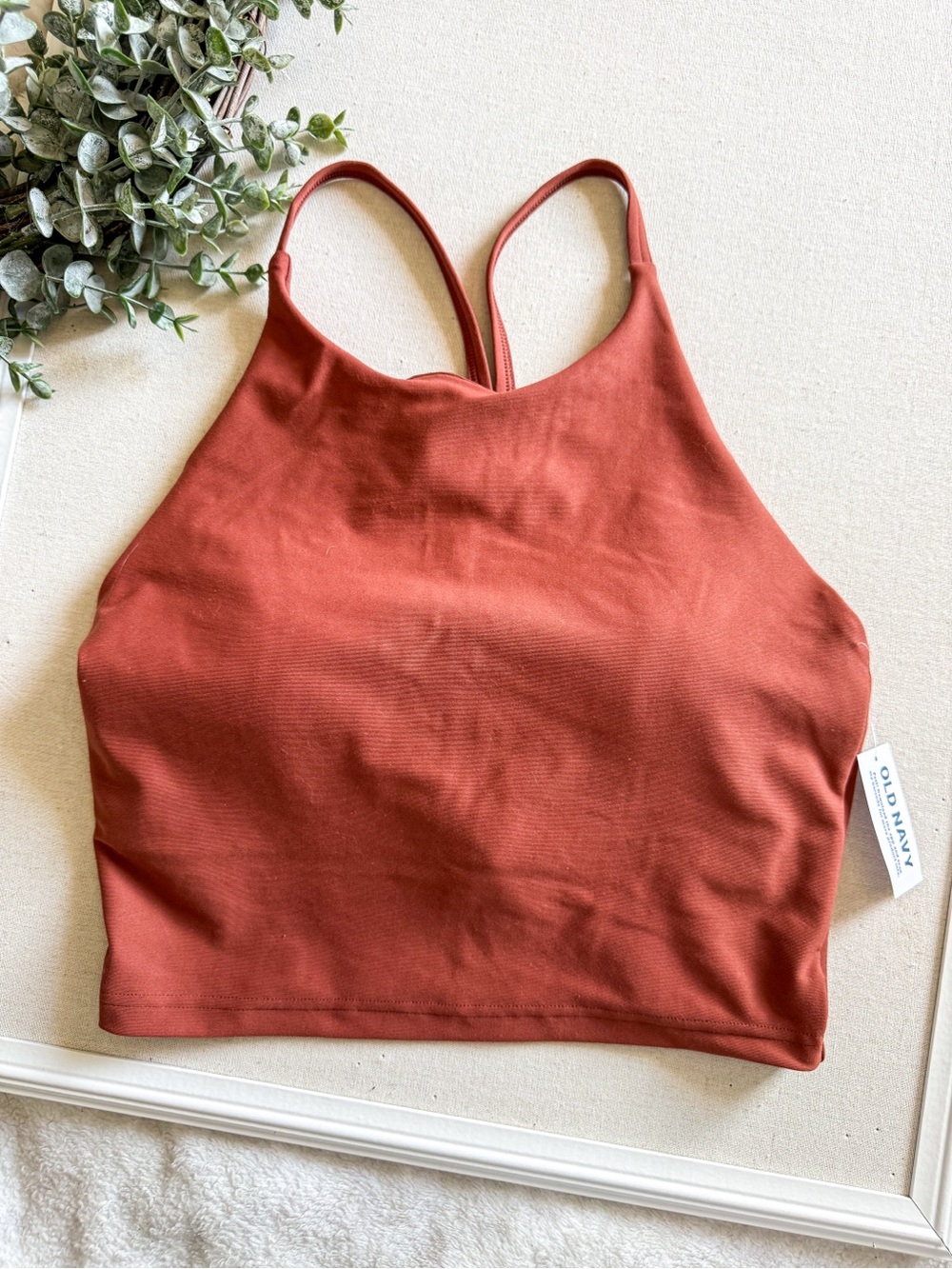 Old Navy Active Powersoft Sports Bra Tank Rust Orange Built-In Bra Size M